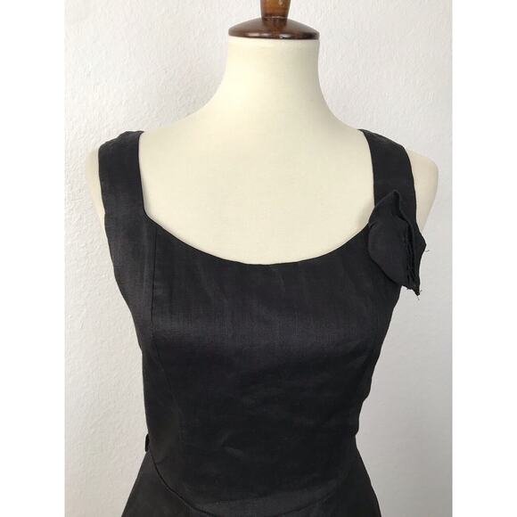 Rinascimento Dress Fit Flare Tank Tulle Linen Black FLAWS - Picture 2 of 12